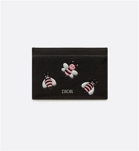 dior kaws bee card holder|DIOR x KAWS Black Card Holder with Pink Bees .